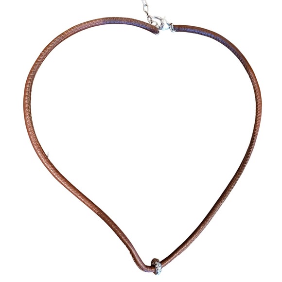 Brighton Jewelry - Brighton Leather‎ Cord Necklace Silver Tone Bead Clasp Closure Fashion Jewelry